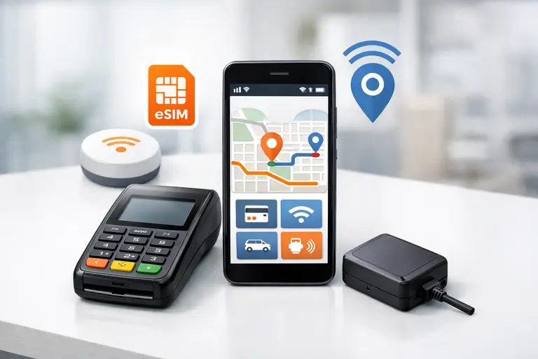 Dispositivos corporativos conectados por eSIM M2M em plataforma IoT