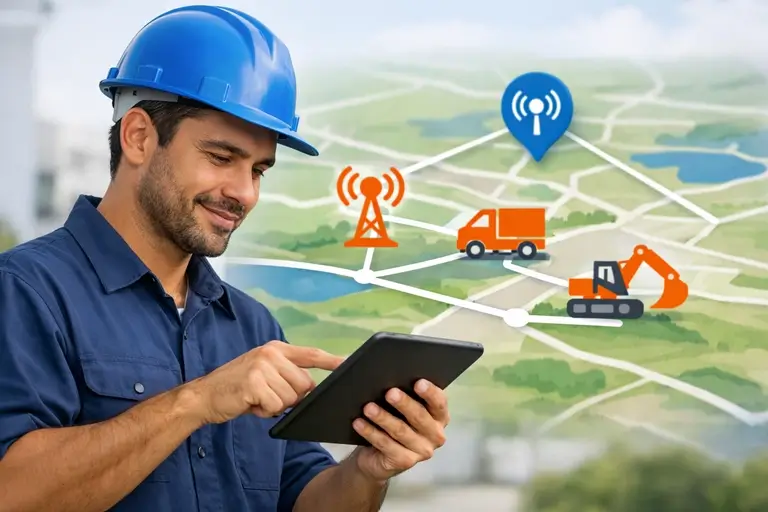 Técnico ativando eSIM M2M remoto para dispositivos em campo