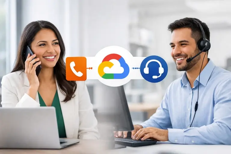 SIP Trunk para Google Cloud roteando chamadas em painel de atendimento
