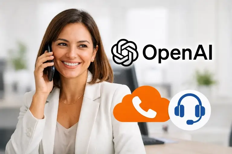 Equipe de TI configurando SIP Trunk para OpenAI API em telefonia corporativa