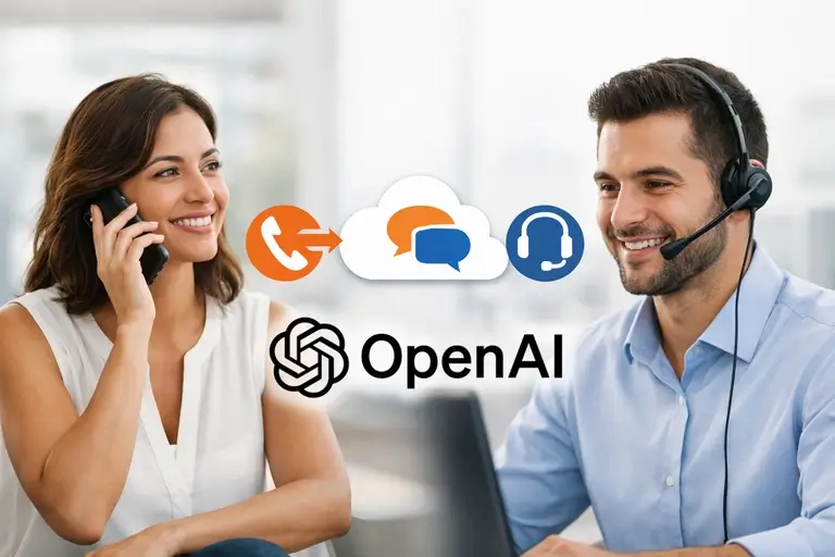 Fluxo do SIP Trunk para OpenAI Presence até operador humano