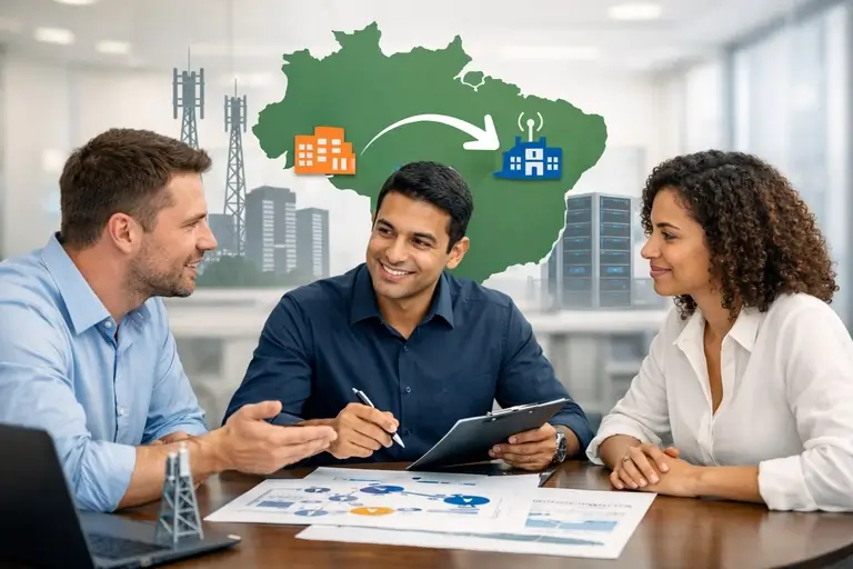 Engenheiros planejando Peering entre Operadoras no Brasil