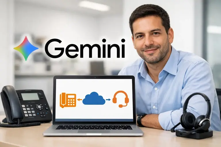 SIP Trunk para Gemini API conectando telefone corporativo, PABX e agente de voz