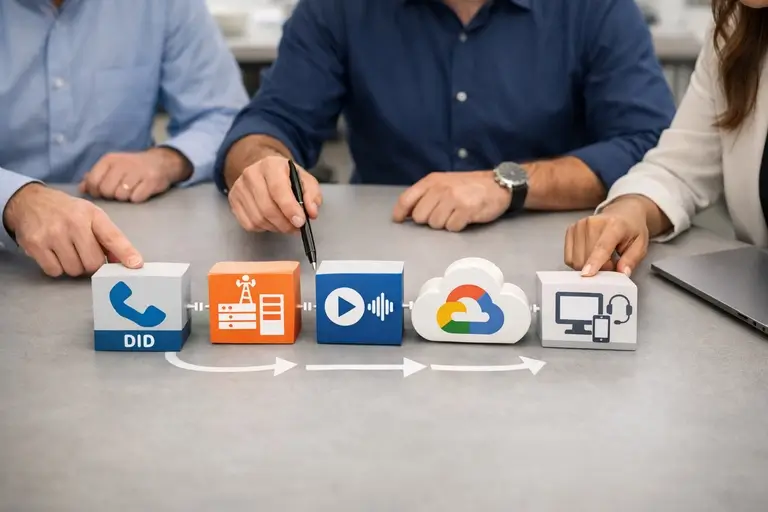 Arquitetura SIP do Link de Voz para Google Cloud Text-to-Speech