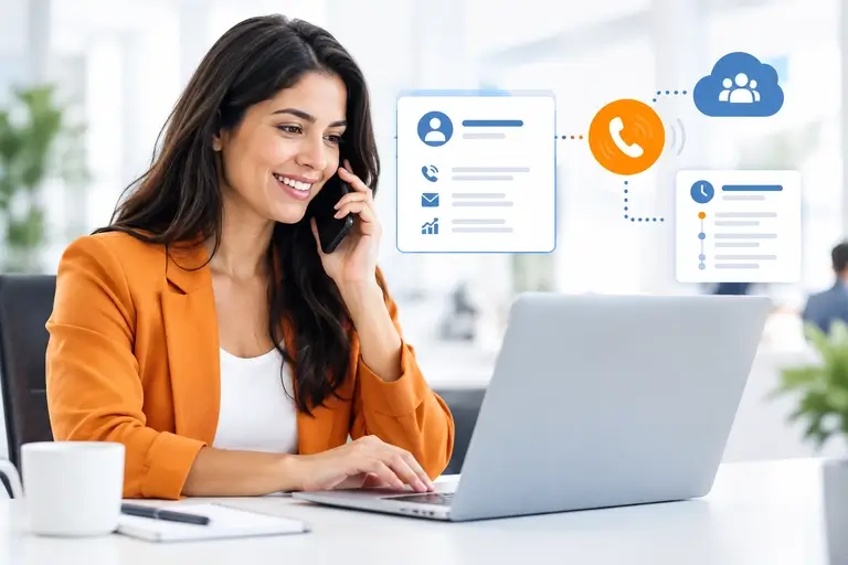 Vendedor usando Telefonia para Agendor no cadastro de um cliente