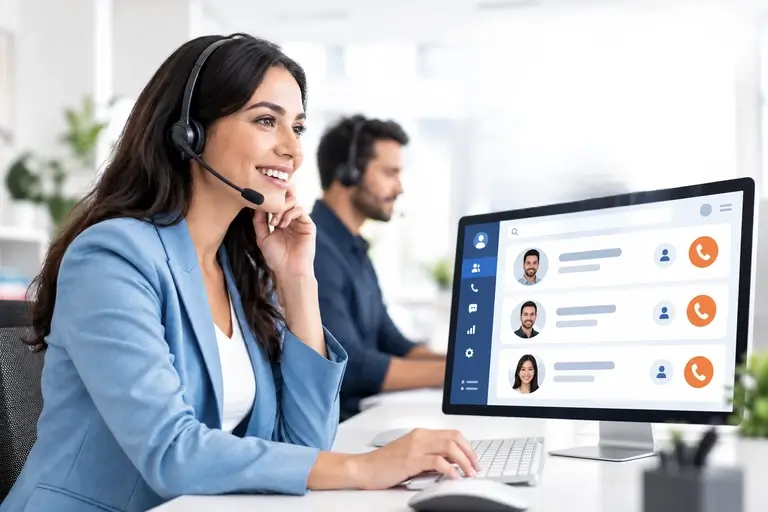 Equipe usando Telefonia para Bitrix24 integrada aos cadastros do CRM