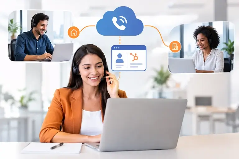 Telefonia para HubSpot com webphone conectando equipes distribuídas
