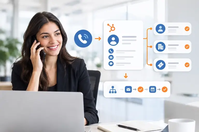 Integração de Chamadas com HubSpot acionando tarefas e workflows