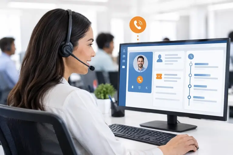 Atendimento Telefônico no Service Hub identificando o chamador