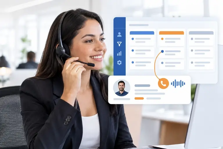 Telefonia para Kommo conectando chamada ao card do lead