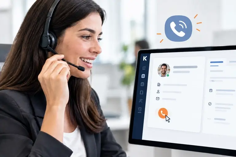 Telefonia para Kommo com click-to-call no card do lead