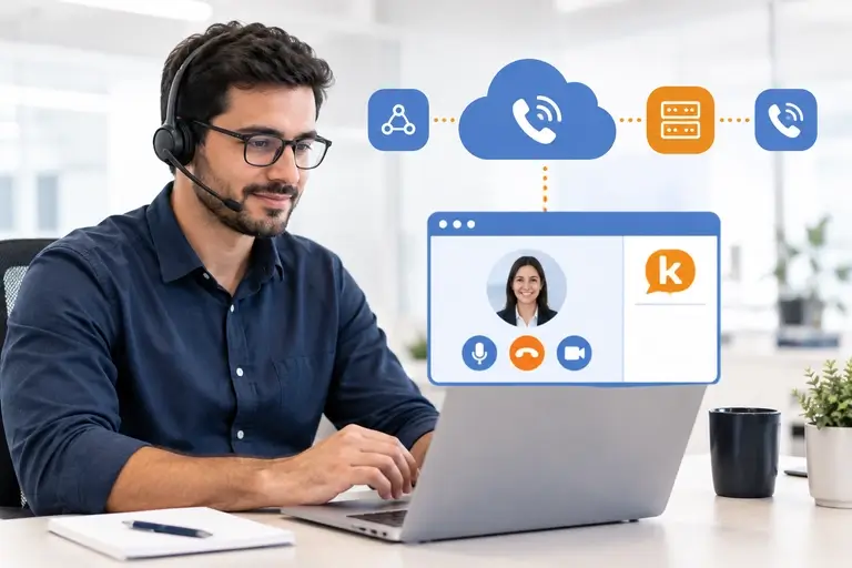Integração SIP Kommo e WebRTC operando chamada pelo navegador