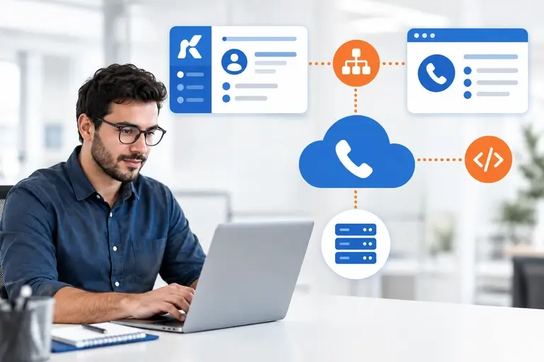 Integração de Chamadas com Kommo conectada por CTI, SIP e APIs