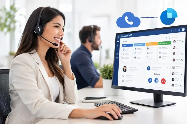 Telefonia para Microsoft Dynamics 365 Sales com chamadas dentro do CRM