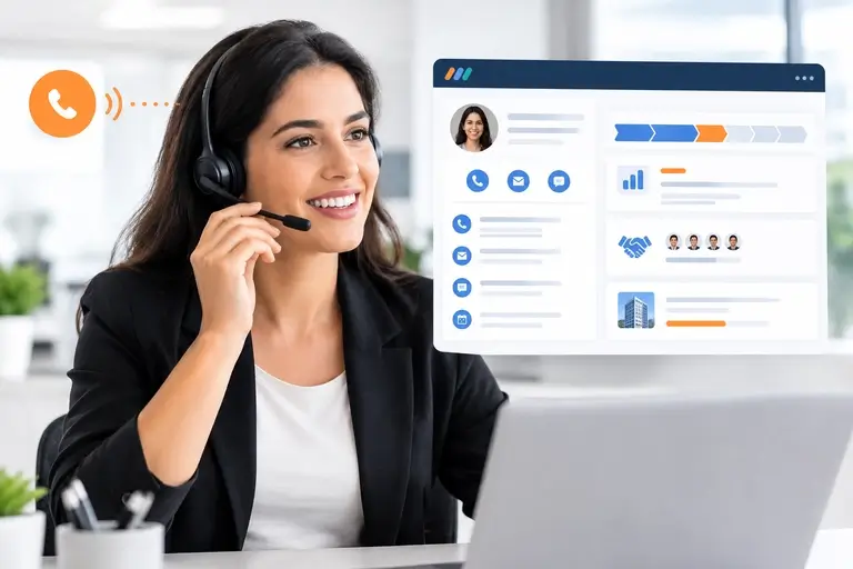 Chamadas pelo Monday Sales CRM exibindo contexto do contato