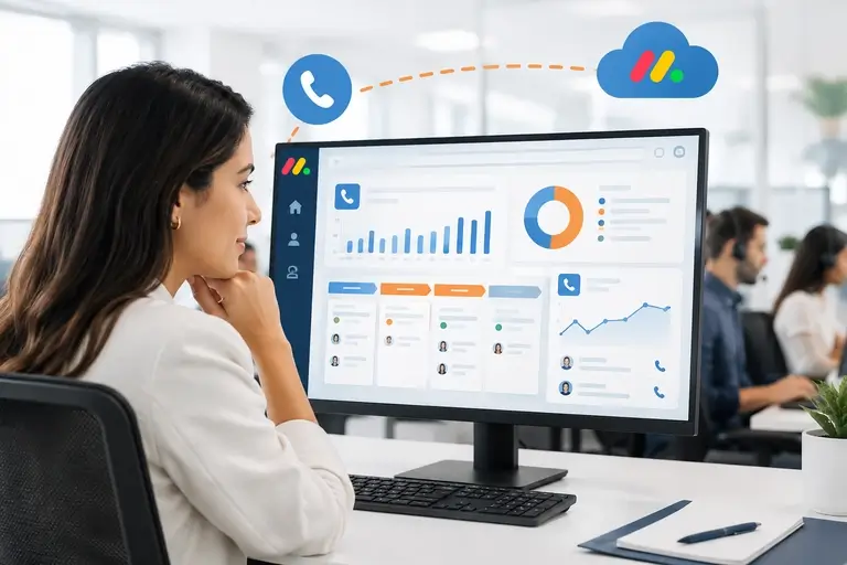 Registro de Ligações no Monday CRM em painel de gestão comercial