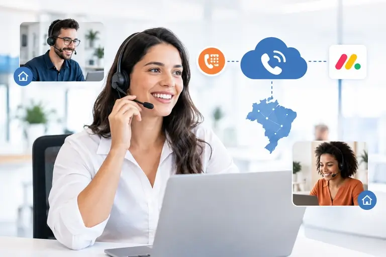 PABX Integrado ao Monday CRM mantendo números corporativos da empresa