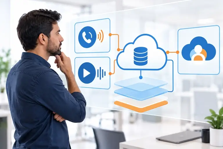 Arquitetura da Integração CTI para Oracle CX Sales configurada por especialista
