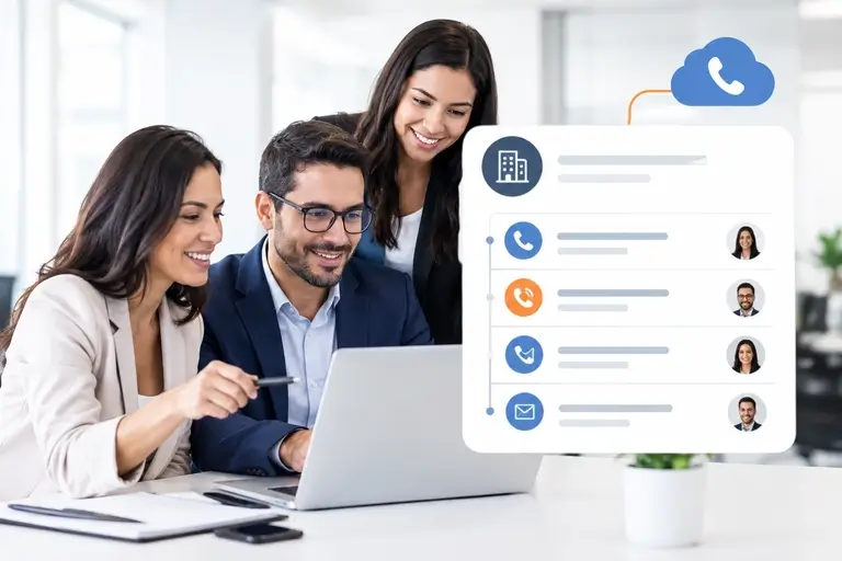 Histórico criado pela Integração CTI para Oracle CX Sales em conta comercial
