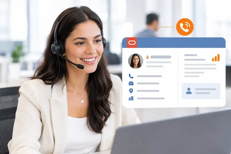 Integração Telefônica com Oracle CX Sales exibindo cadastro do cliente