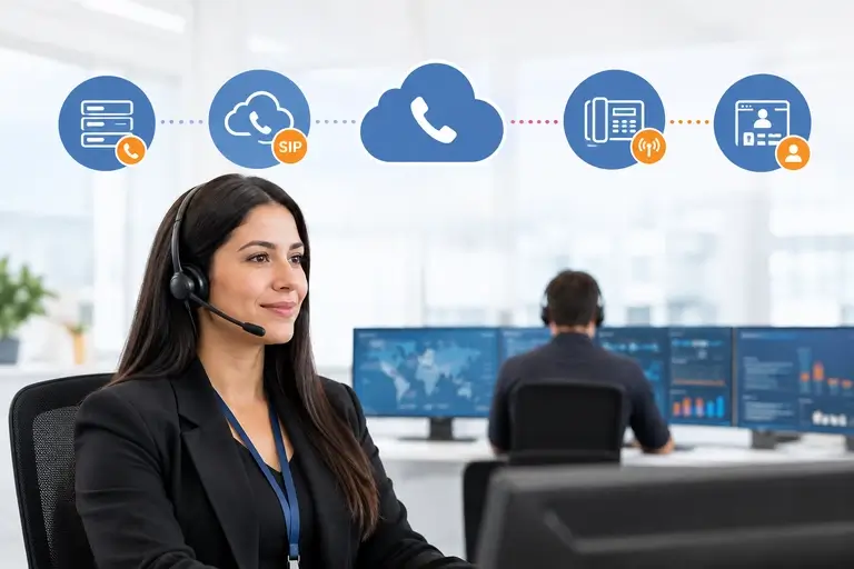 Integração SIP Ploomes conectando PABX, rede telefônica e CRM
