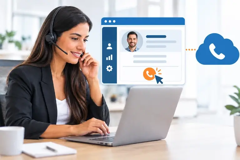 Vendedor usando Telefonia para RD Station CRM pelo contato comercial