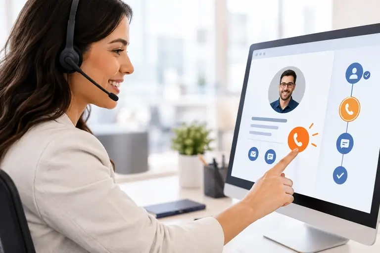 Telefonia para Sales Engagement com discador integrado na tela do lead