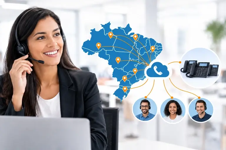 Telefonia para Engajamento de Vendas conectando números e DDDs do Brasil