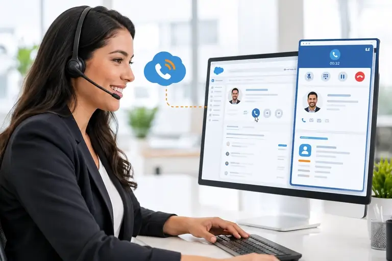 Telefonia para Salesforce com softphone, click-to-call e screen pop