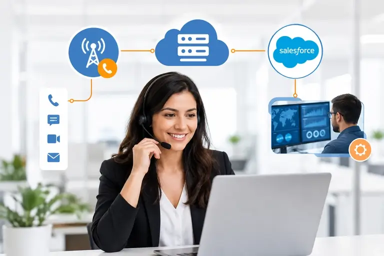 Integração SIP Salesforce entre operadora, PABX em nuvem e CRM