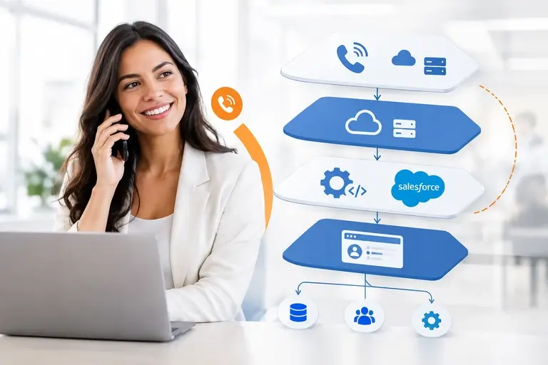 Arquitetura da Integração de Chamadas com Salesforce em camadas