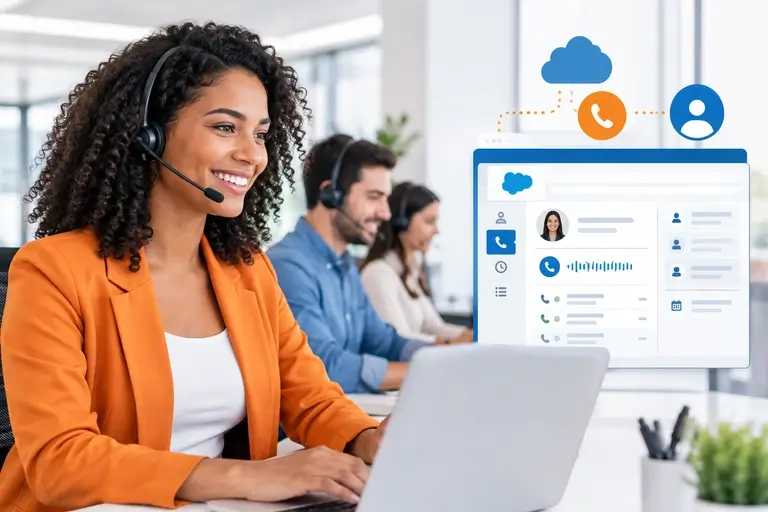 Telefonia para Salesforce centralizando voz e CRM para equipe comercial