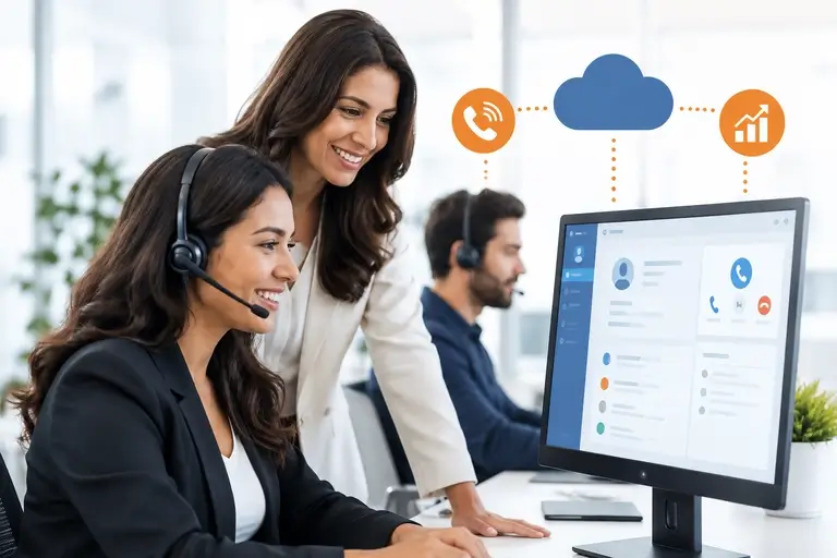 Equipe usando Telefonia para SAP Customer Experience em vendas e atendimento