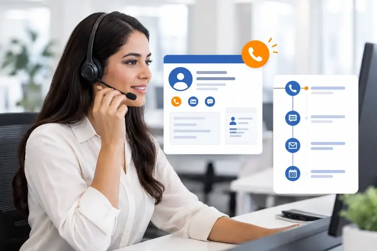 Agente usando Telefonia para SAP Customer Experience no contato diário