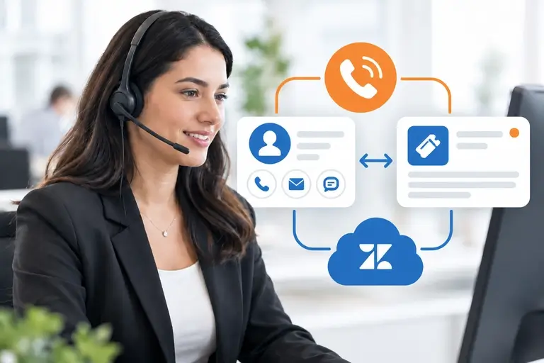 Telefonia para Zendesk conectando chamada, cliente e ticket em uma tela