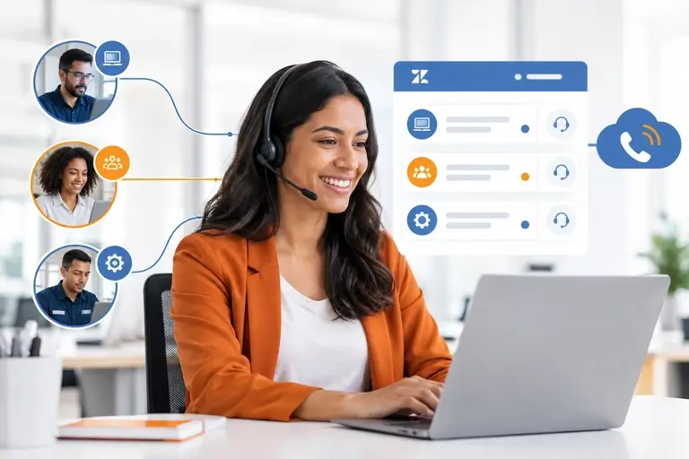 Telefonia ITSM com Zendesk apoiando service desk e serviços internos