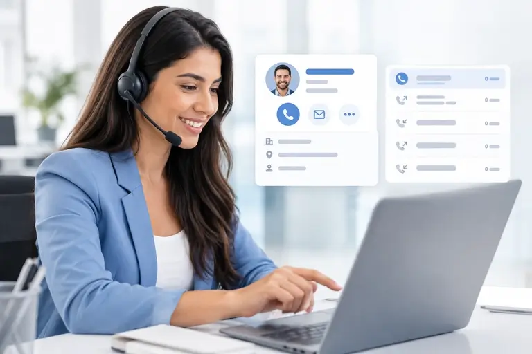 Telefonia para Zoho CRM usada por vendedor para ligar a um contato