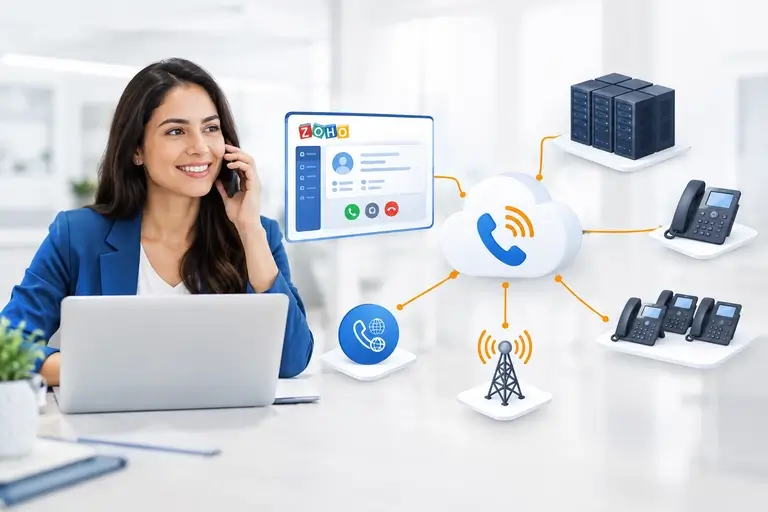 Integração de Chamadas com Zoho CRM conectada ao PABX em nuvem